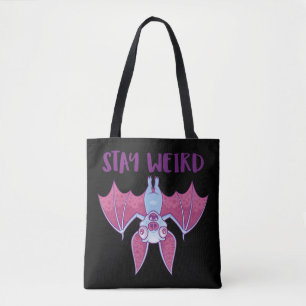Bolsa Tote Fique Estranho Cartoon de Morcego Vampiro Albino E