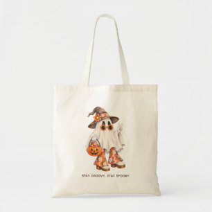 Bolsa Tote Fique Groovy Fique Assustador Fantasma Retro Hallo