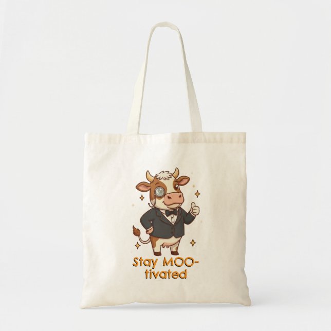 Bolsa Tote Fique MOO-tivado vaca (Frente)