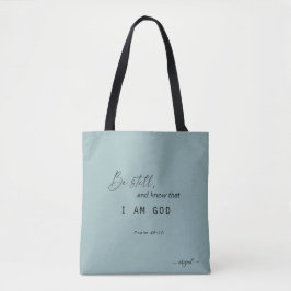 Bolsa Tote Fique quieto e saiba que eu sou Deus Nome Teal