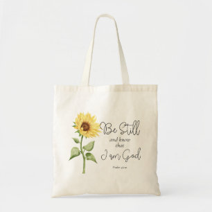 Bolsa Tote Fique quieto e saiba que sou Deus Girassol