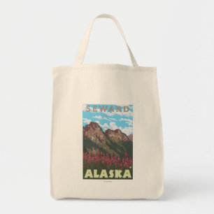 Bolsa Tote Fireweed & montanhas - Seward, Alaska