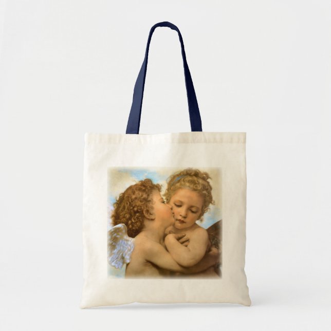 Bolsa Tote First Kiss (detalhe de anjo), de Bouguereau (Frente)