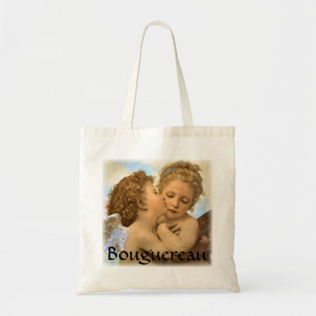 Bolsa Tote First Kiss (detalhe de anjo), de Bouguereau (Frente)