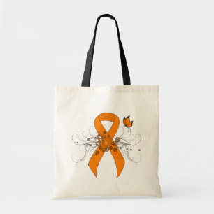 Bolsa Tote Fita alaranjada da consciência com borboleta