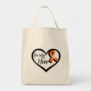 Bolsa Tote Fita alaranjada da consciência para meu herói