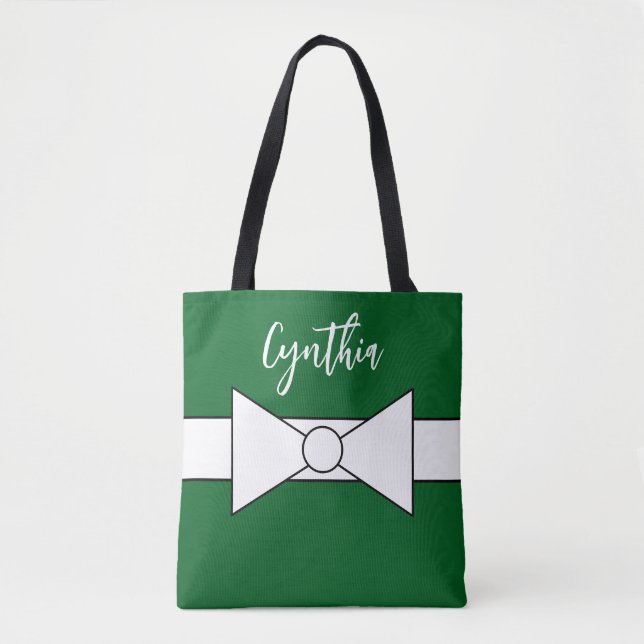 Bolsa Tote Fita Branca com Verde: Natal (Frente)