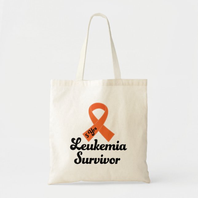 Bolsa Tote Fita da laranja do sobrevivente de uma leucemia de (Frente)
