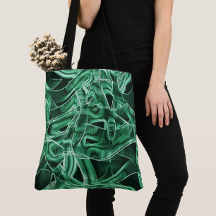 Bolsa Tote Fita de acrílico verde-esquerda, sobreposta cruza