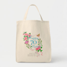 Bolsa Tote Fita de Rosa Rosa Aniversário de 70 anos