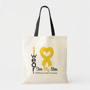 Bolsa Tote Fita do coração do ouro do cancer da infância p