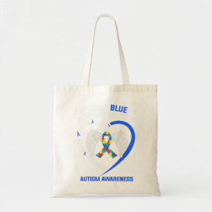 Bolsa Tote Fita Do Coração Eu Visto Azul Para Minha Irmã Auti