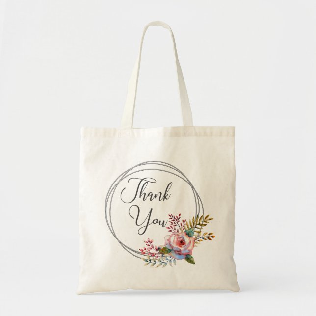 Bolsa Tote Fita Floral Rosa Esbranquiçada Obrigado Saco De To (Frente)