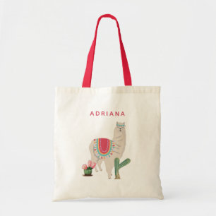 Bolsa Tote Fita Personalizada Fiesta Llama e Cactus