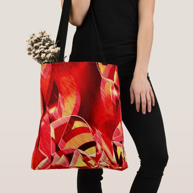 Bolsa Tote Fita vermelha cratada que simula o movimento (Close Up)