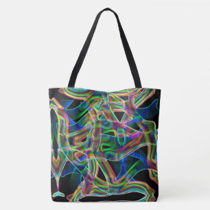 Bolsa Tote Fitas coloridas curvas, destacadas por gravuras