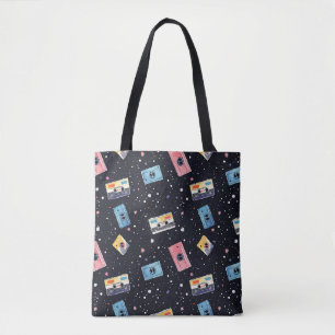 Bolsa Tote Fitas de Cassete Retro no Espaço Cósmico
