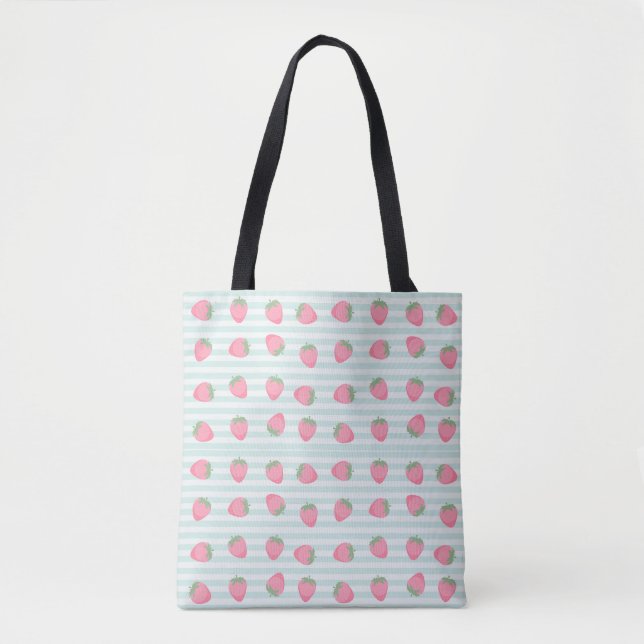 Bolsa Tote Fitas de Morango Rosa (Frente)