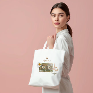 Bolsa Tote Fitas e Flores Vintage Cassette