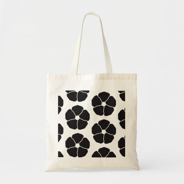 Bolsa Tote Five-Petal Black Flower (Frente)