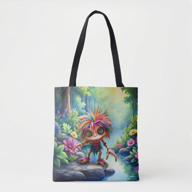 Bolsa Tote Fizzwiggle o Duende Travesso do Arco-íris. (Frente)
