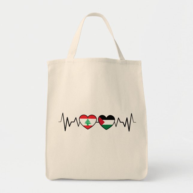 Bolsa Tote Flags de Unidade Palestina Libanesa Batida. (Frente)