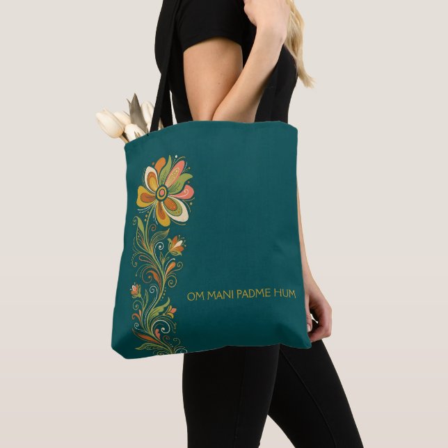 Bolsa Tote Flaire de Flor Poderosa Fronteira 1 + seu texto (Close Up)