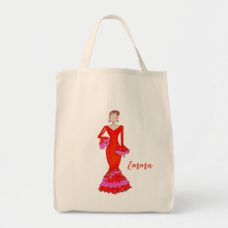 Bolsa Tote Flamenco dancer with orange dress tote bag