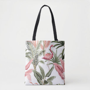 Bolsa Tote Flamingo, bananeiras e galáxias, cor-de-rosa, trop