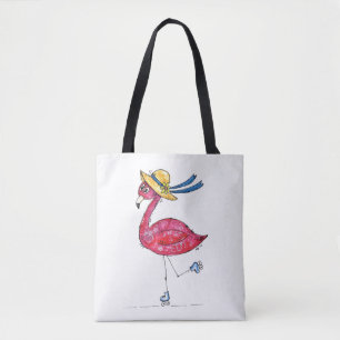 Bolsa Tote Flamingo, branco e branco, cor-de-rosa, em Skates