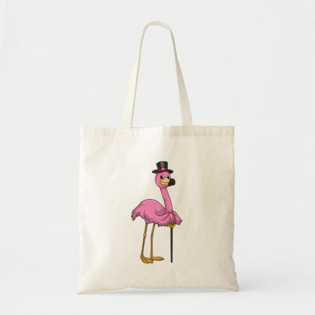 Bolsa Tote Flamingo como pensionista com bengalê (Frente)
