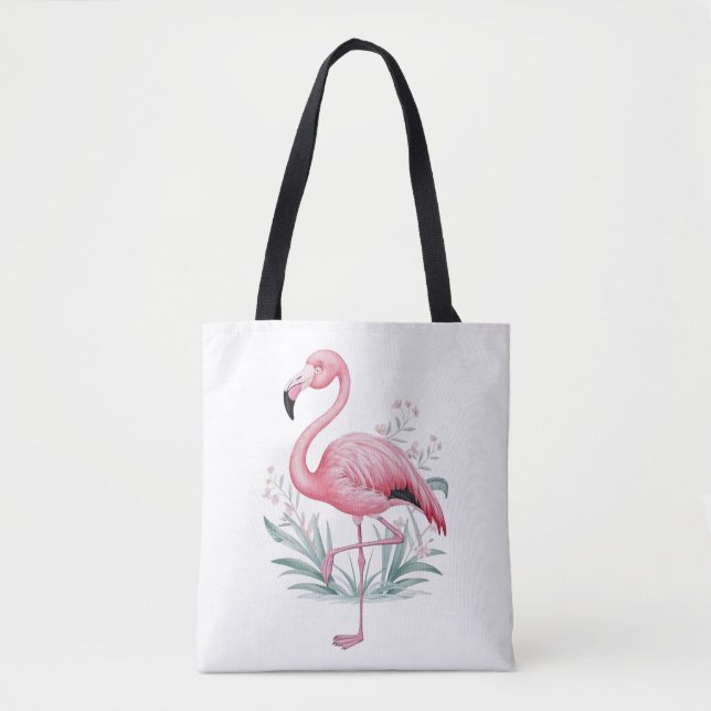 Bolsa Tote Flamingo e Flores (Frente)