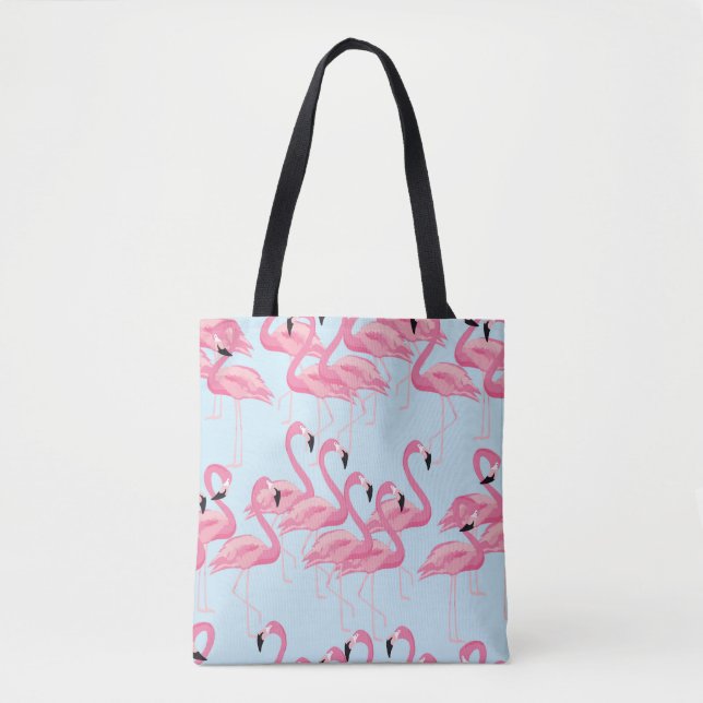 Bolsa Tote Flamingo Flock: Impressão Tropical Vintage (Frente)
