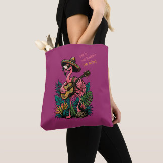 Bolsa Tote Flamingo Fofo Sombrero Guitar Amante do Flamenco