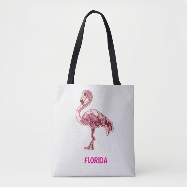 Bolsa Tote Flamingo gemalter pinker Flamingo  (Frente)