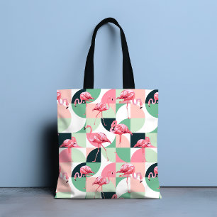 Bolsa Tote Flamingo Geométrico Rosa Presente Chic Tropical