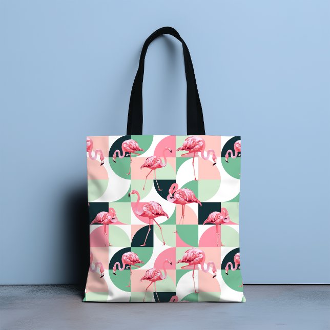 Bolsa Tote Flamingo Geométrico Rosa Presente Chic Tropical (Criador carregado)