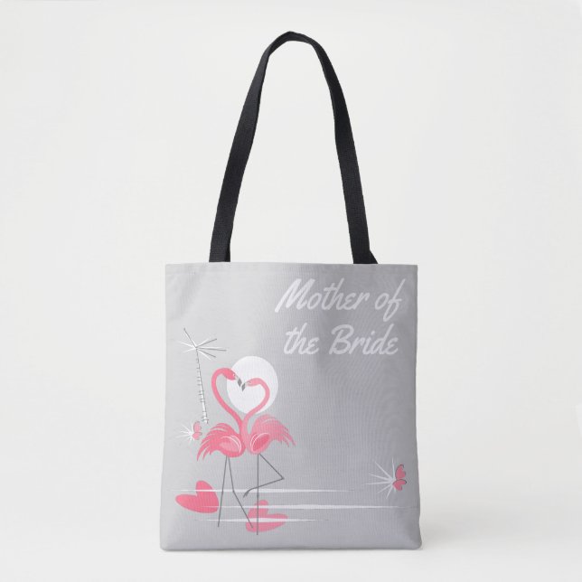 Bolsa Tote Flamingo Love Side Madre do Saco de Noiva (Frente)