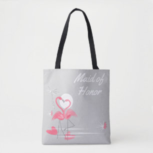 Bolsa Tote Flamingo Love Side Toalha de Madrinha de casamento