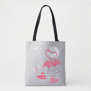 Bolsa Tote Flamingo Love Totobag cor-de-rosa