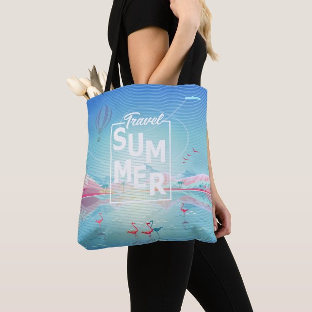 Bolsa Tote Flamingo Magic Viagem Tropical Sea Beach Trendy (Close Up)