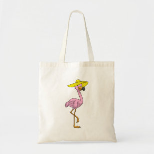 Bolsa Tote Flamingo na praia com chapéu