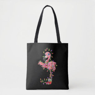 Bolsa Tote Flamingo Natal Gift Xmas Luzes Rosa Flam