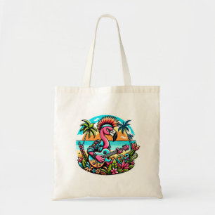 Bolsa Tote Flamingo Rockstar no Paraíso Punk Tropical Vibes