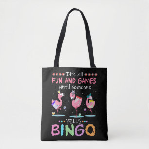 Bolsa Tote Flamingo Rosa Bingo Engraçado Arte de Presente