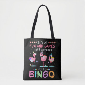 Bolsa Tote Flamingo Rosa Bingo Engraçado Arte de Presente