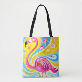 Bolsa Tote Flamingo Rosa com Estrela do Mar