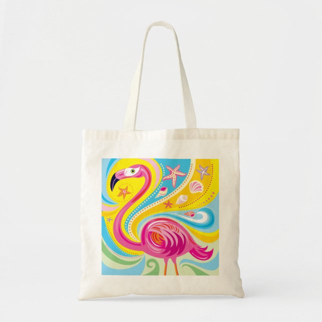 Bolsa Tote Flamingo Rosa com Estrela do Mar (Frente)