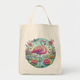 Bolsa Tote Flamingo rosa e Dragonfly