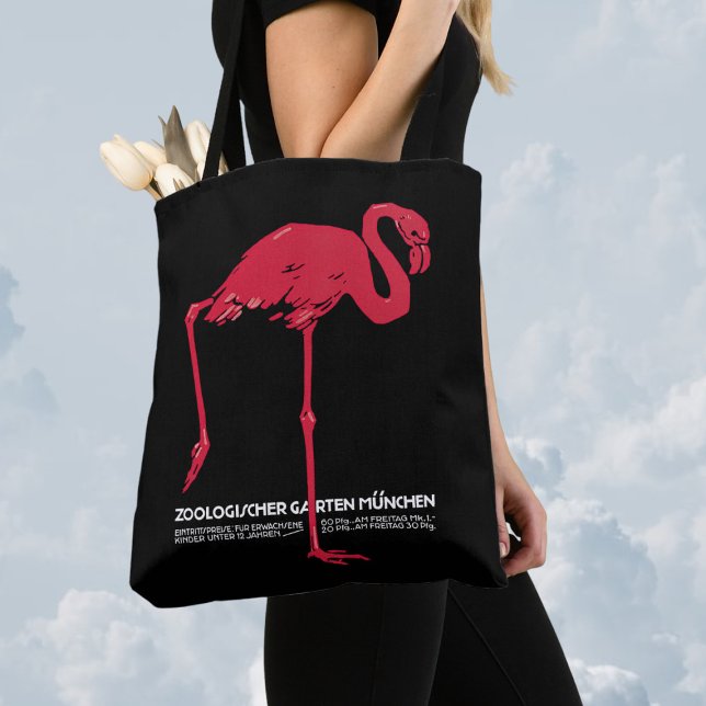 Bolsa Tote Flamingo Rosa Pássaro Antigo no Zoológico de Muniq (Criador carregado)